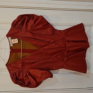 Red Pleather Flying Tomato Puff Sleeve Top Small